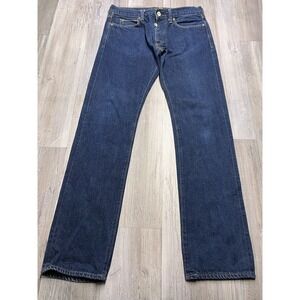 J Crew 484 Jeans Mens Sz 30x32 Selvedge Slim Straight Button Fly Dark Wash Denim